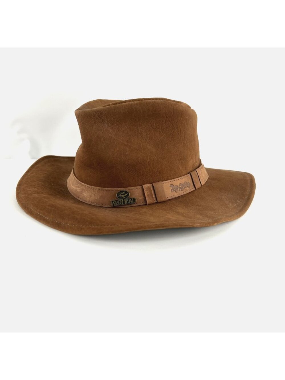 RedHead Outback Hat Mens Small Brown Leather Cowboy Western Outdoor USA Made